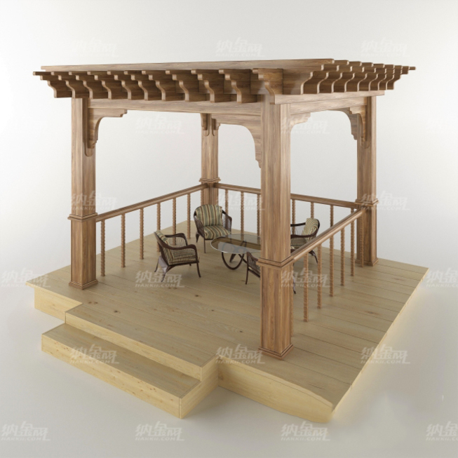 木质休憩凉亭3D模型
