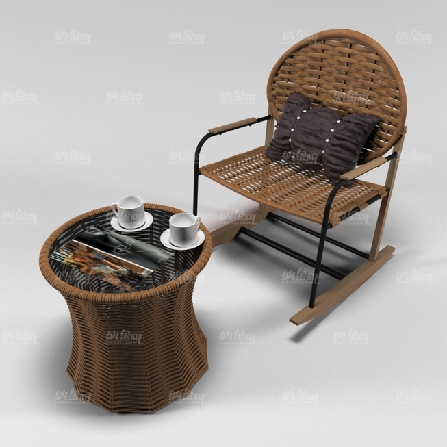 自然清新编织桌椅3D模型