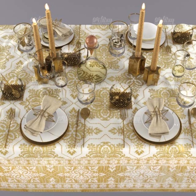 欧式复古精致典雅餐具3D模型