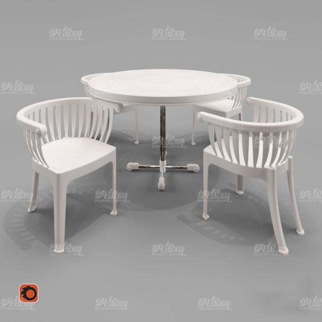 欧式高雅洁白桌椅3D模型