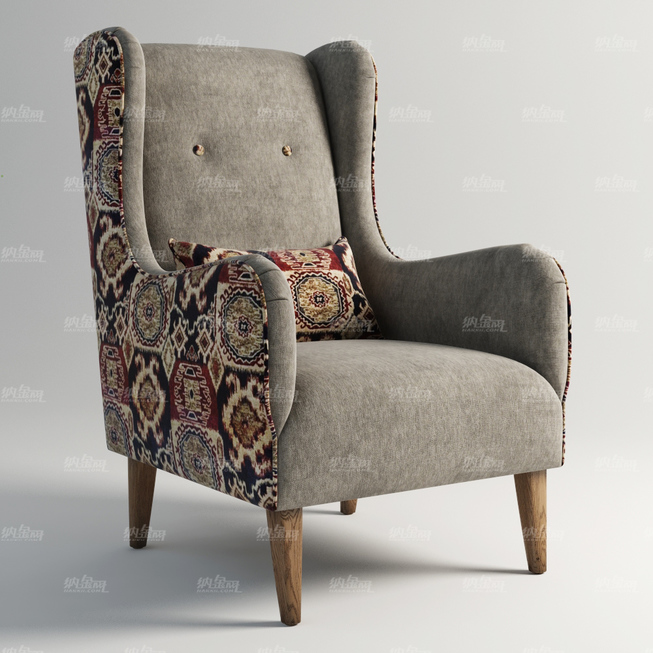 欧式复古沙发靠背椅3D模型