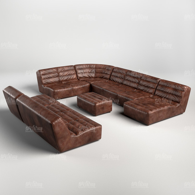 现代大气舒适皮质沙发3D模型