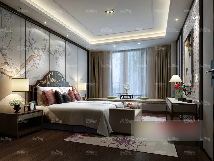 中式古典高雅文艺卧室全景模型