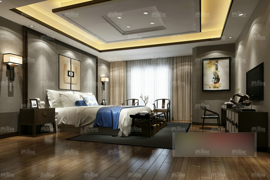 中式古典大气舒适卧室全景模型