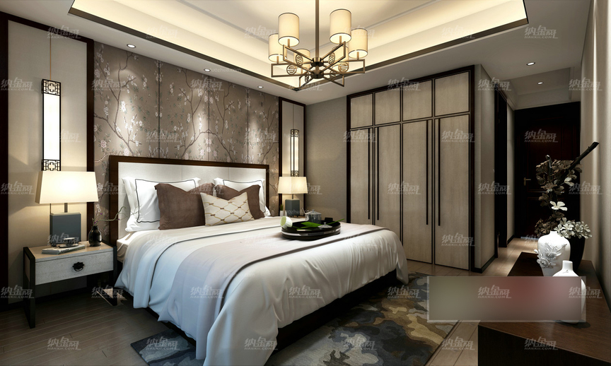 中式古典静谧唯美卧室全景模型