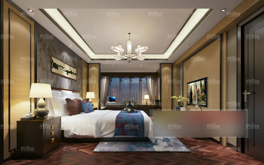 中式古典幽静舒适卧室全景模型