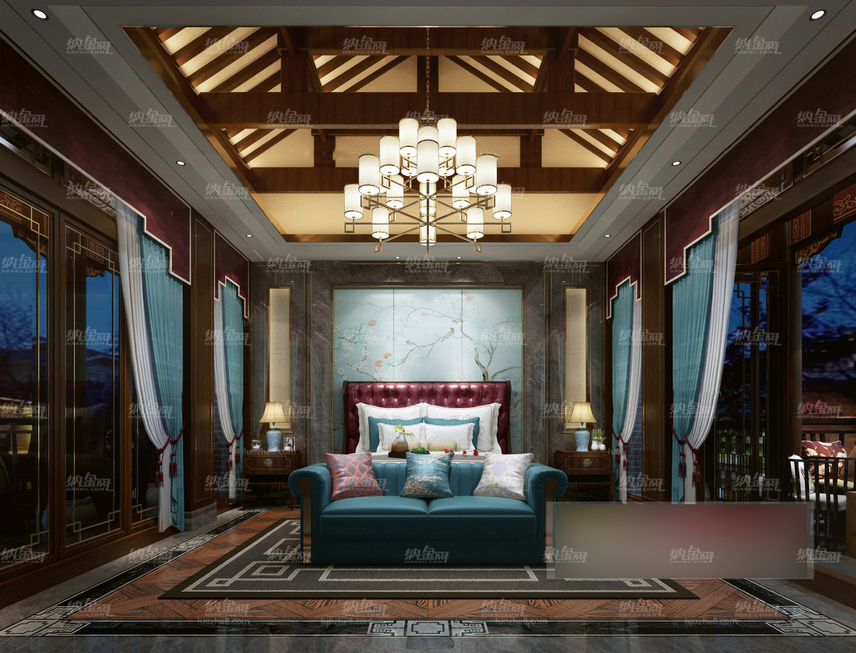 中式古典奢华精致卧室全景模型