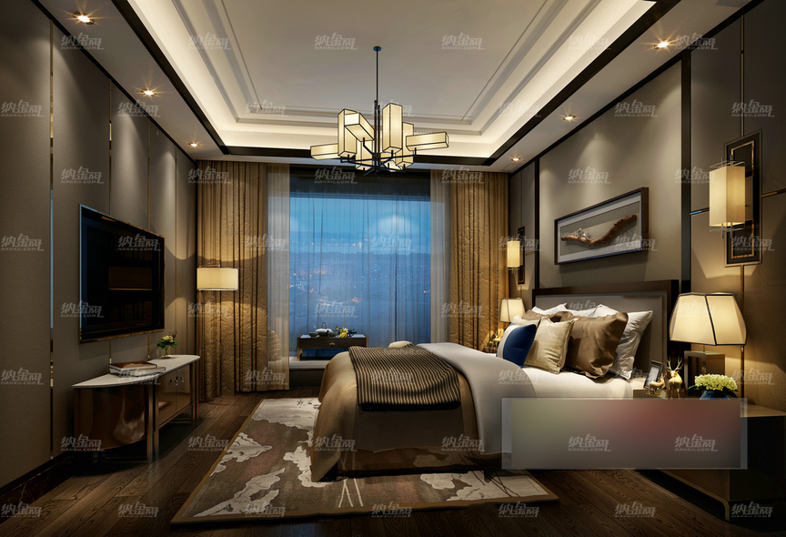 中式温馨舒适卧室全景模型