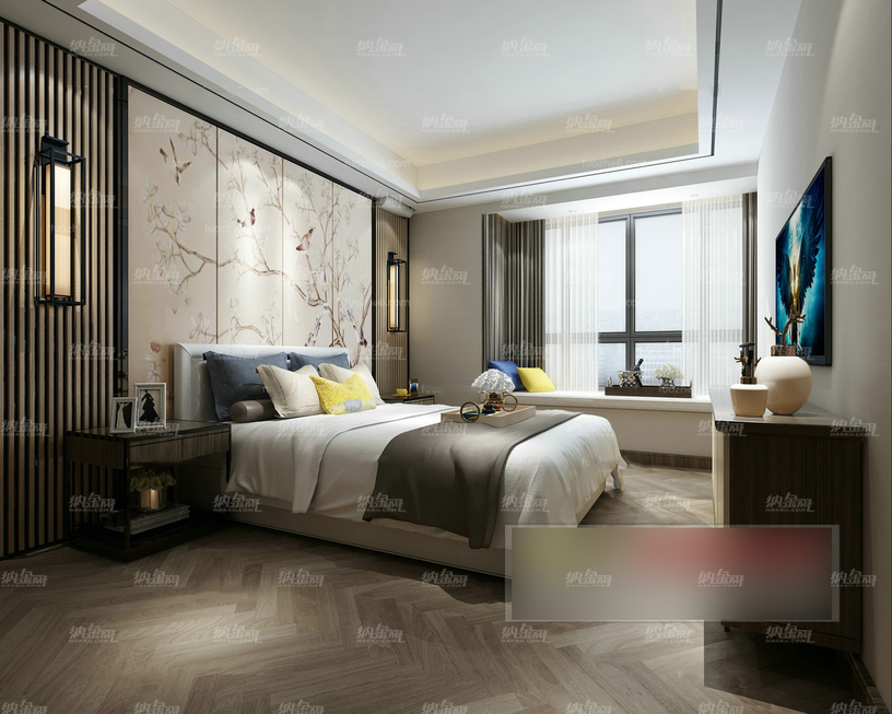 中式古典淡雅唯美卧室全景模型