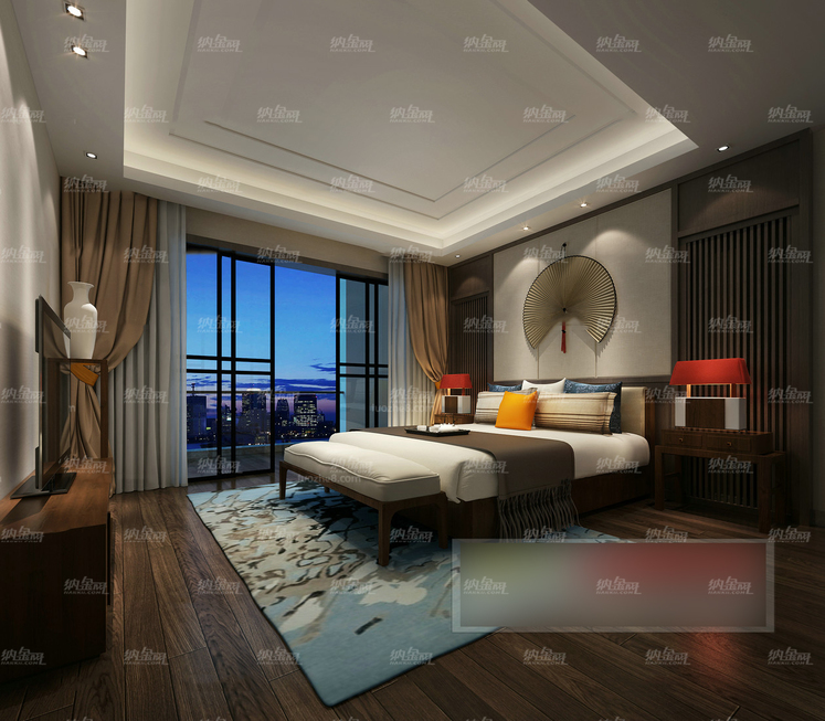 中式古典唯美卧室全景模型