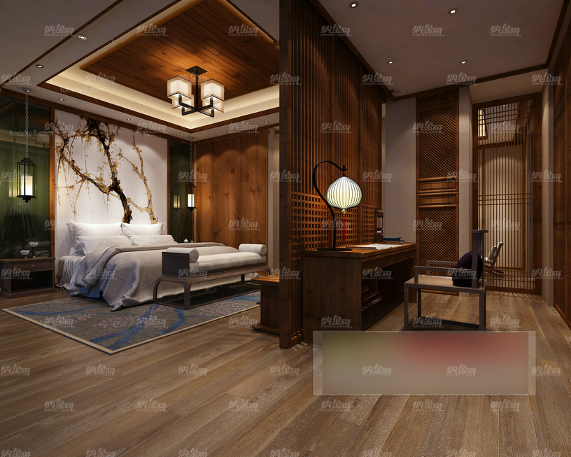 中式古典温馨雅致卧室全景模型