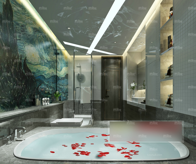 现代艺术魔幻浴室全景模型