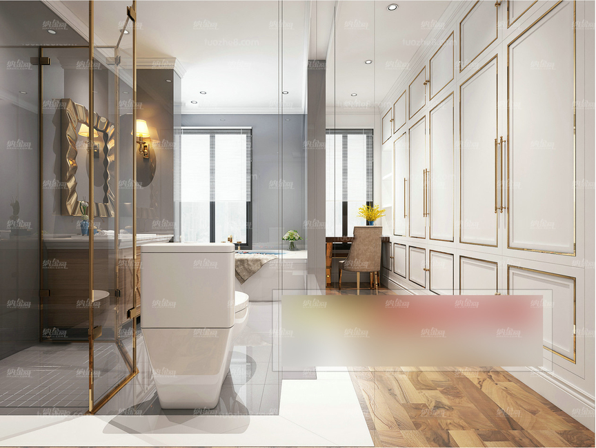 现代欧式雅致浴室全景模型