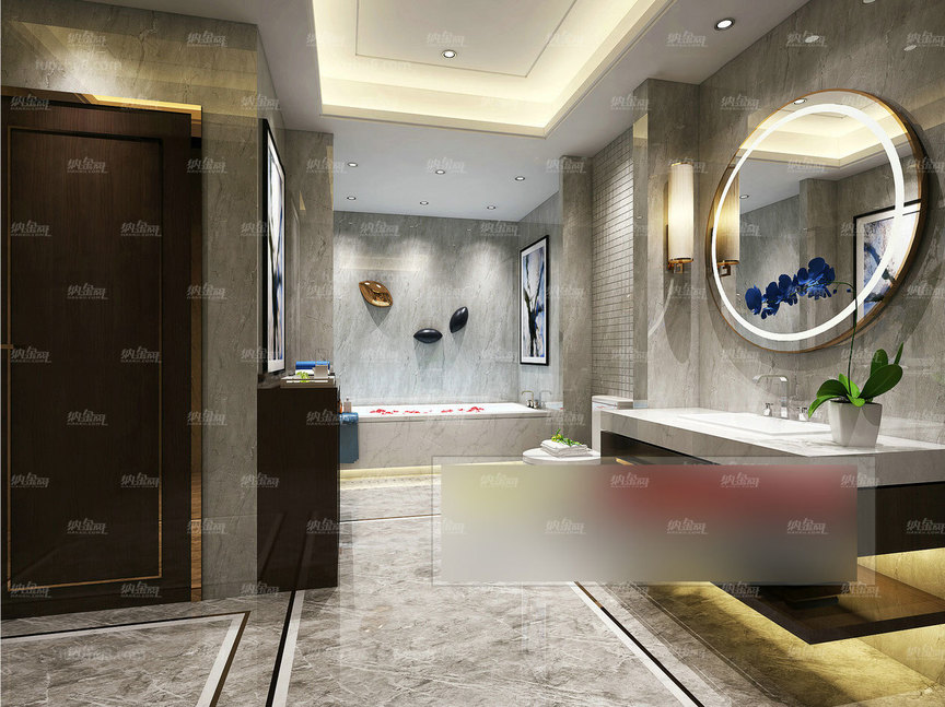 现代简约舒适浴室全景模型