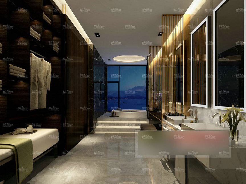 现代高端大气浴室全景模型