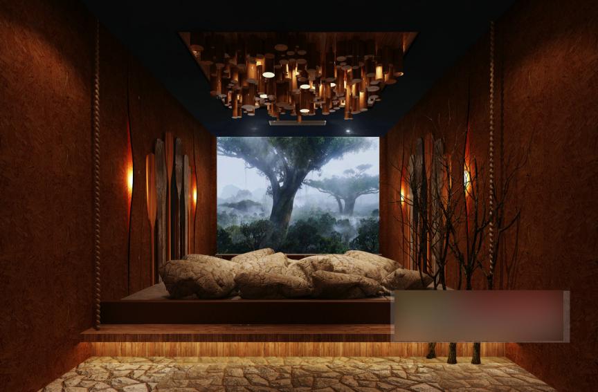 幽静神秘森林家庭影院全景模型