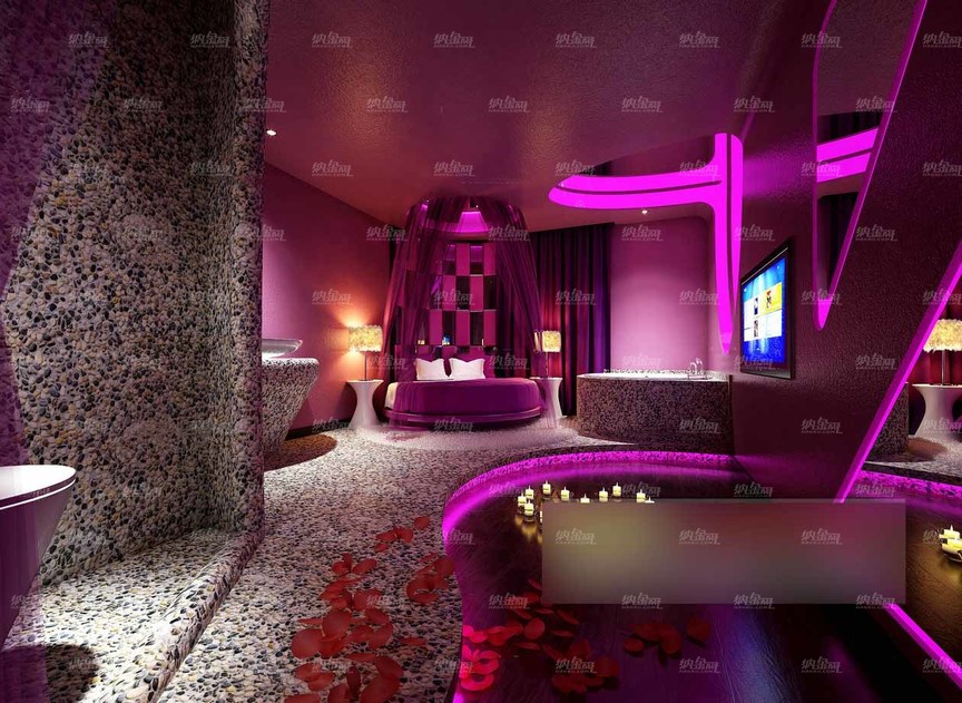 极致粉色浪漫主题酒店全景模型