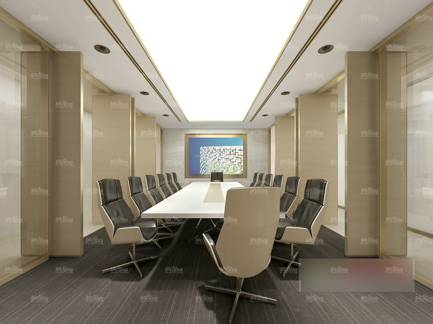 现代整洁明亮会议室全景模型