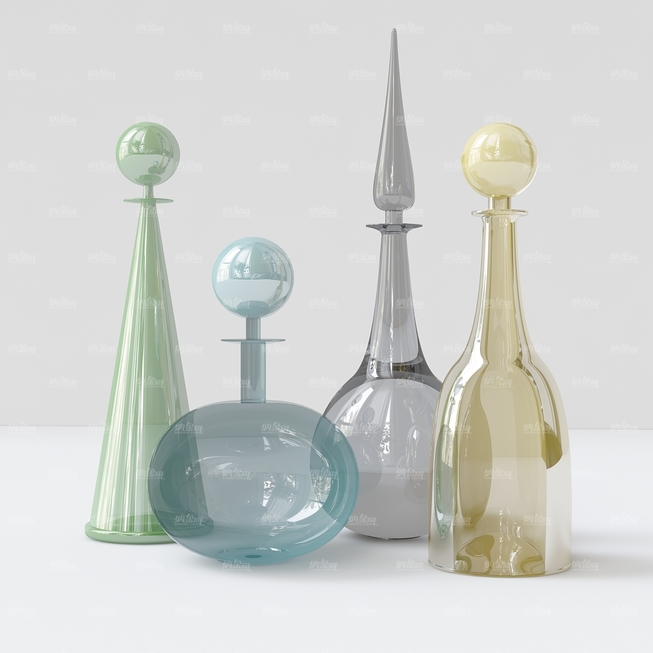 彩色玻璃装饰花瓶3d模型