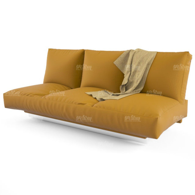 黄色三人沙发模型