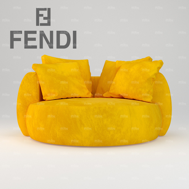 Fendi 芬迪圆形黄色沙发模型