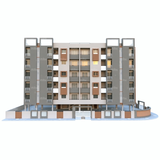 印度多层住宅大楼模型