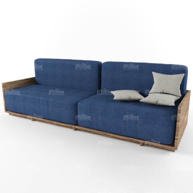 休息室蓝色双人沙发模型
