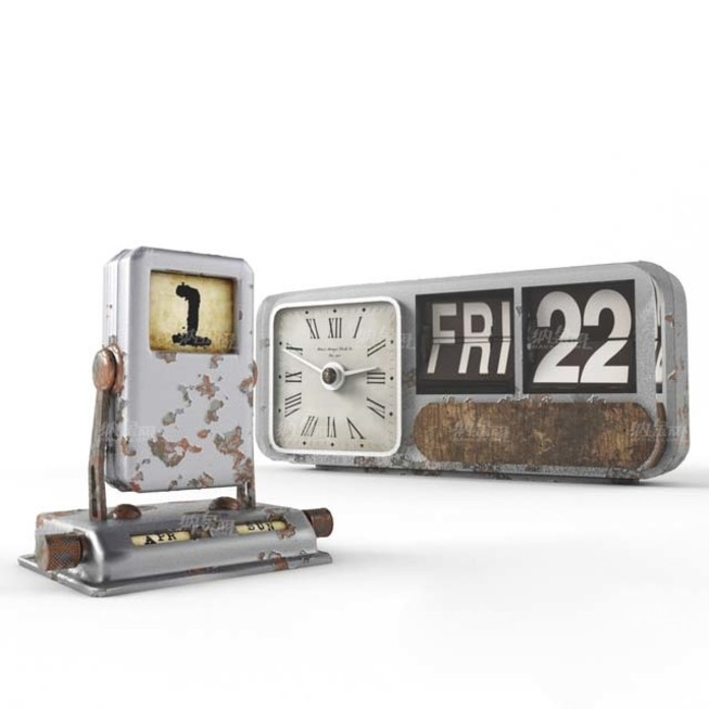 带时钟的旧日历模型