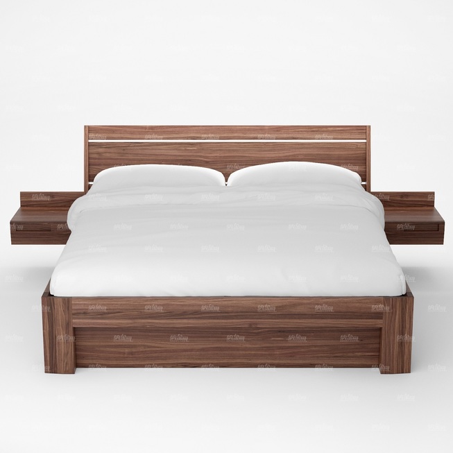 美国胡桃木双人床模型