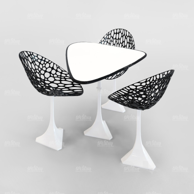 黑白相间的桌椅模型