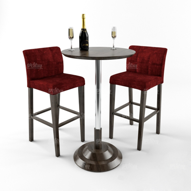 品酒区红色桌椅模型