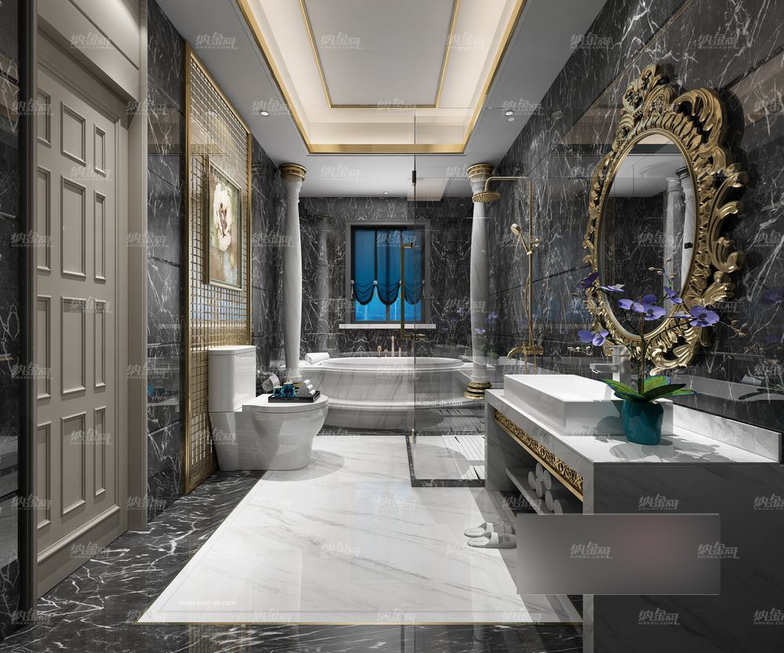 现代欧式高雅浴室全景模型