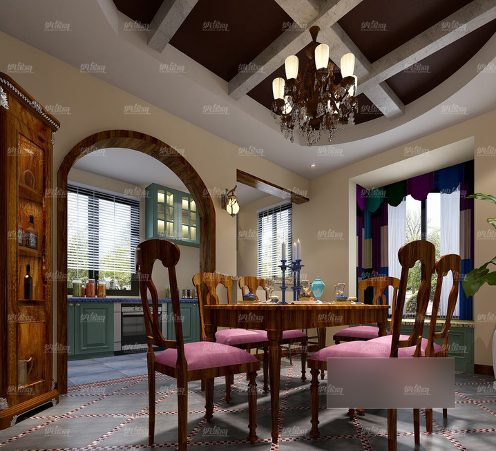 欧式复古典雅餐厅全景模型
