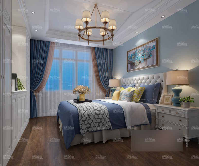 欧式现代典雅精致卧室全景模型