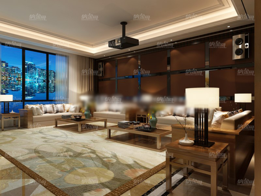 中式大氣寬敞客廳場景整體模型