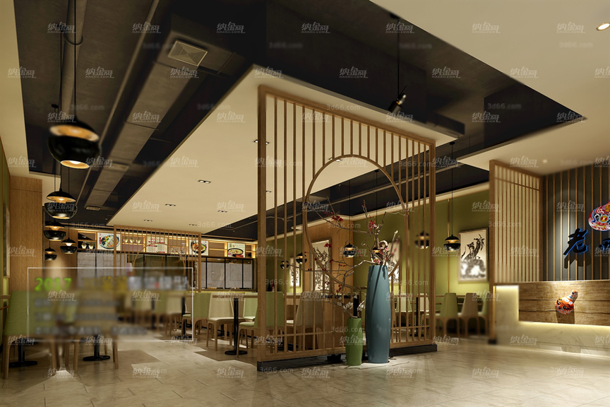现代静谧餐厅场景整体模型