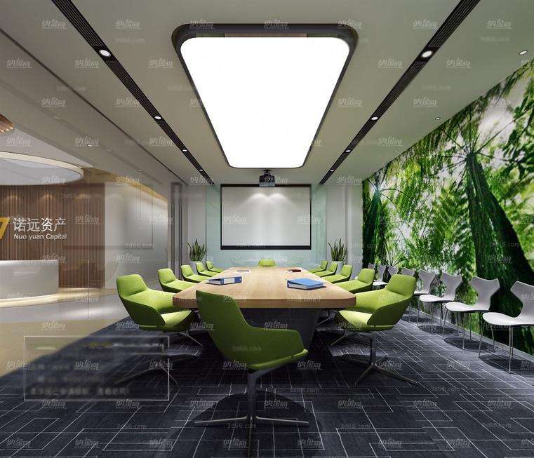 现代绿色会议室场景整体模型