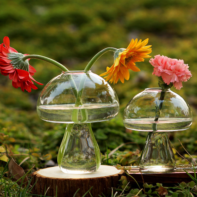 创意透明玻璃蘑菇花瓶