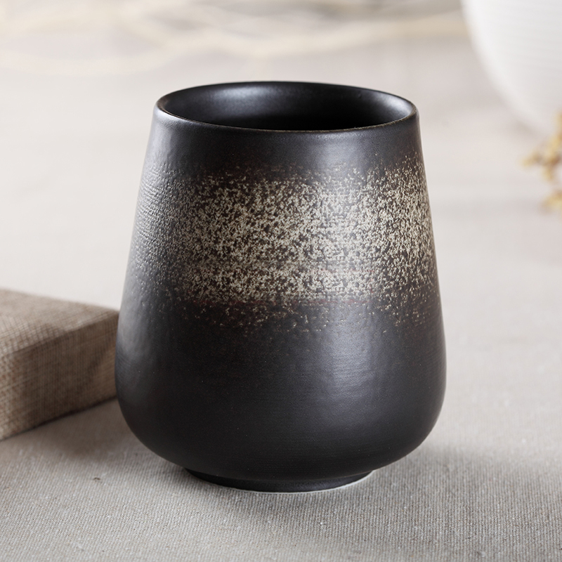 复古陶瓷创意马克杯带盖勺咖啡杯