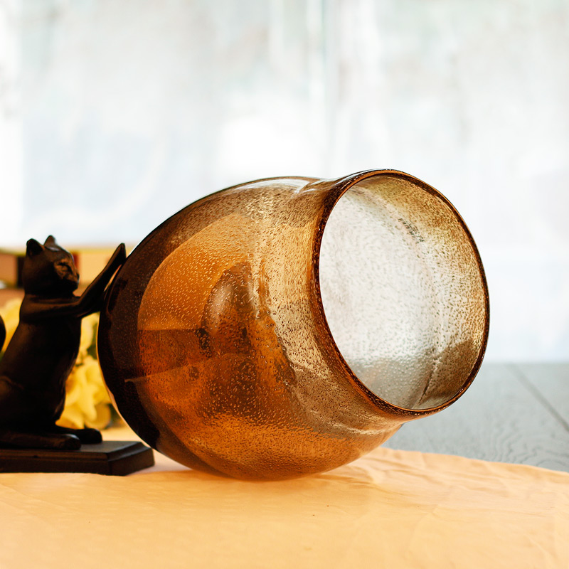 现代咖啡色气泡插花创意玻璃花瓶