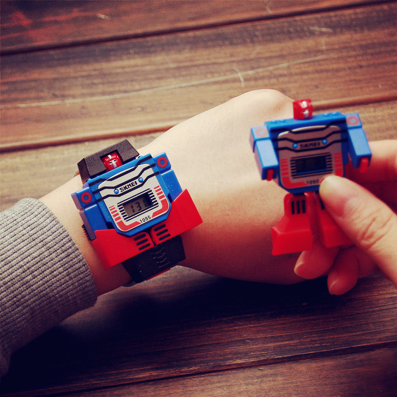 创意变形金刚儿童机器人手表节日礼物
