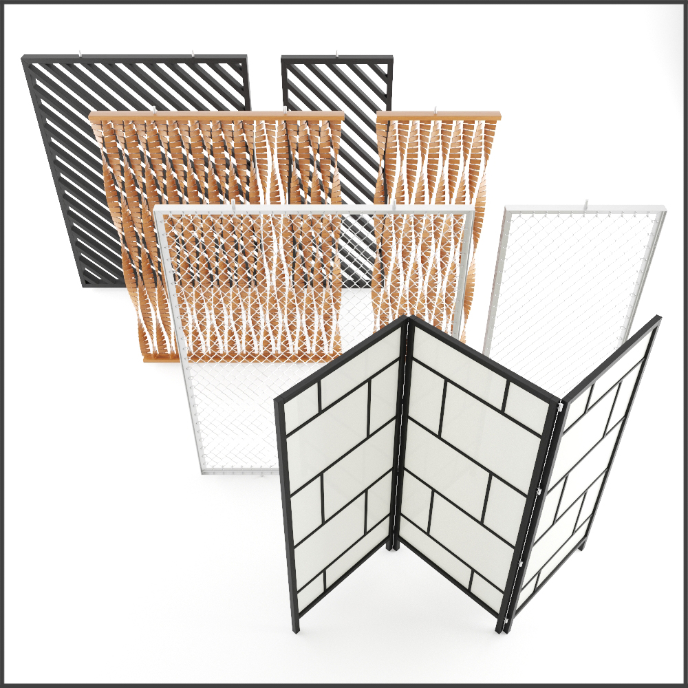 現(xiàn)代房間屏風3D模型