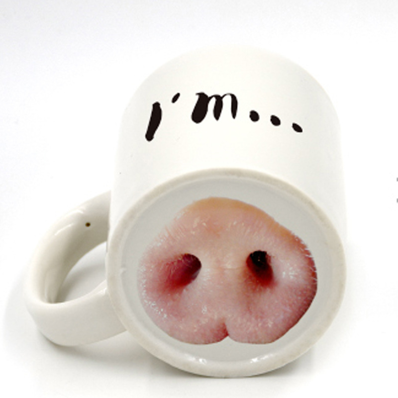 创意搞怪猪鼻子陶瓷马克杯子